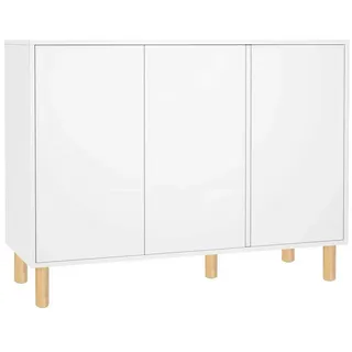 Homfa Sideboard Sideboard Kommode, mit 3 Türen, weiß, 107x40x80cm, aus Holz weiß