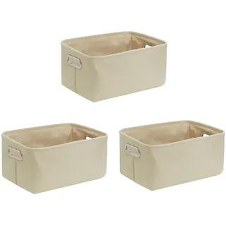 wm Homebase 3er Set Aufbewahrungskörbe Aufbewahrungskorb aus Stoff Stoffkorb in Beige 36x25x16 cm