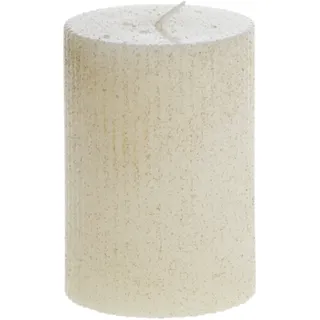 Chic Antique Stumpenkerze mit Rillen und Glitzer, H10/Ø7 cm creme