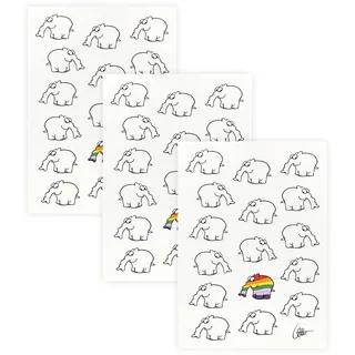 Kracht 3er Pack Halbleinen Geschirrtücher Ottifant Rainbow 50x70 cm - weiß;bunt