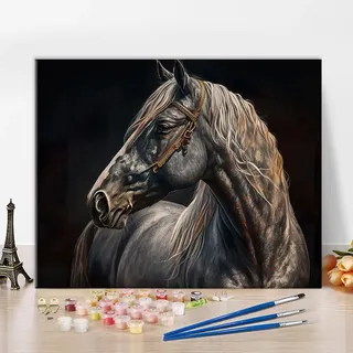 TISHIRON Tiere Malen nach Zahlen Erwachsene Pferd Erwachsene Malen nach Zahlen Kits mit Pinseln Öl Hand Malerei Leinwand Geschenke Kunsthandwerk für Zuhause 40 x 50 cm(rahmenlos)