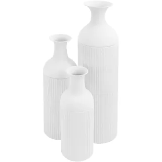 3er Set Bodenvase Groß Vasen, Metal Boden Tischplatte Blumenvasen, Moderne Deko für Wohnzimmer, Tisch, Regal, Kaminsims, Eingangs zum Pampasgras & Trockenblumen (Groß+Medium+Klein, Weiß)