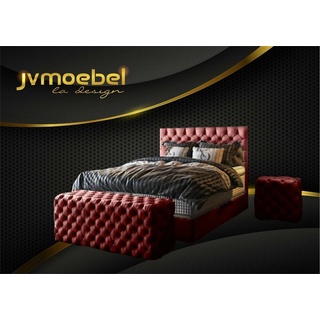 JVmoebel Bett, Luxus Bett Boxspringbett Schlafzimmer Betten Design Möbel Samt rot