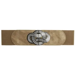 Caspar Taillengürtel GU294 breiter Damen Taillengürtel mit Glitzer Strass Schnalle 70 für Körperumfang 75-86 cm