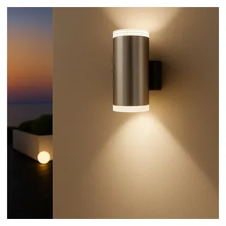 Melitec Außenleuchte Edelstahl IP44 145 inkl. LED-Lampe silber