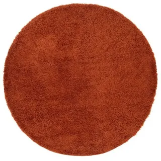 Tapiso Hochflor-Teppich ESSENCE, rund, Höhe: 40 mm, Wohnzimmer, Schlafzimmer, Hochflor, Einfarbig rot rund | 240 cm x 240 cm x 40 mm