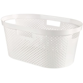 CURVER Wäschekorb Infinity mit Punktmuster 39l weiß, Plastik, 35 x 25 x 10 cm