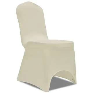 furnicato Stuhlhusse 100er Set Stuhlhussen Creme bis 100 cm Höhe aus Polyester mit Elastan, Waschbare Stuhlbezüge, stretchfähig für Hochzeiten und Bankette weiß
