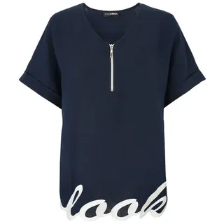 Doris Streich Bluse Kurzarmbluse blau 40