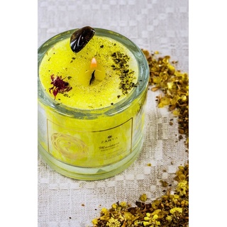 chakrana Duftkerze Chakra–Duftkerze aus Bio-Stearin, Glasbehälter mit edler Geschenkverpackung gelb