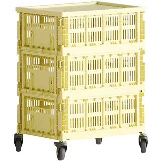 HAY - Colour Crate Beistelltisch auf Rollen, medium, hellgelb