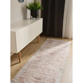 benuta Basic Waschbarer Teppich George - Rosa 80x240 cm - Kunstfaser - Läufer & im Style: Vintage, Elegant, Retro - Pflegeleicht für Wohnzimmer Schlafzimmer Flur