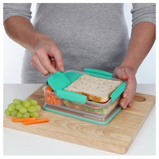 sistema Lunchbox "Snack Attack DUO" 3fach unterteilt Proviantbox Brotdose, (975 ml), stapelbar, Kühl- und Gefrierschrank geeignet grün