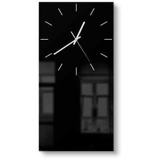 DEQORI Glasuhr | horizontal 30x60 cm | Unifarben - Schwarz | große XXL Design Uhr aus Glas | leise Wanduhr für Wohnzimmer & Küche | Moderne Hingucker Uhr für die Wand