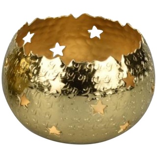 Weihnachtsdeko Teelichthalter mit Sternen gold H 100 x Ø 100 mm, 1 Stück