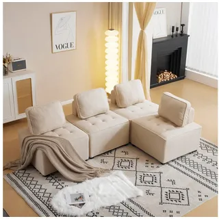 MODFU Loungesessel Einzelsofa, Wohnzimmer Sofa (Modulsofa, 1-Personen-, 2-Personen-, 3-Personen-, 4-Personen-Ecksofa, Spleißsofa) beige