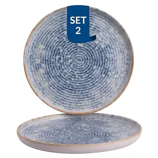 James Cooke Teller Azure Vintage 28 cm Blau Weiß Steingut 2 Stück