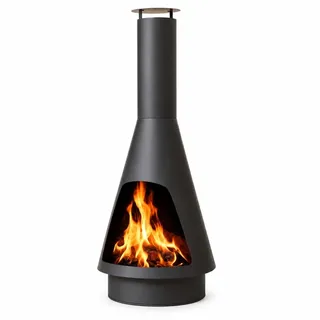 Heat La Luz Terrassenofen 140 cm aus Stahl - Gartenkamin | Feuerstelle Outdoor mit Schornstein & Regenschutz für angenehme Wärme und gute Flammensicht auf der Terrasse