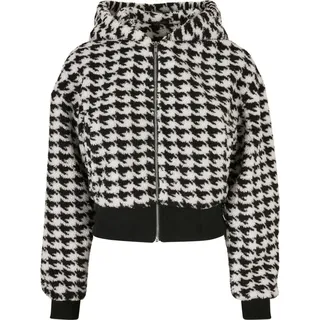URBAN CLASSICS Short Oversized Aop Sherpa Jacke Black / Hound Stooth XS