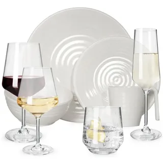 Moritz Geschirr-Set Melamin Camping Geschirr Crema + Milano alle Gläsern