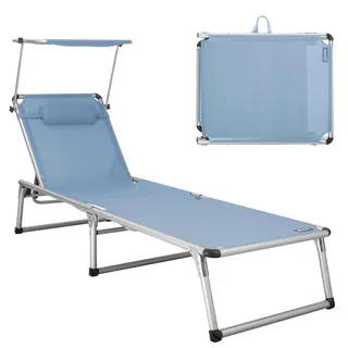 HOMECALL Sonnenliege 1-tlg 5 fach Verstellbare Rückenlehne 120 x 60 x 30 cm Blau