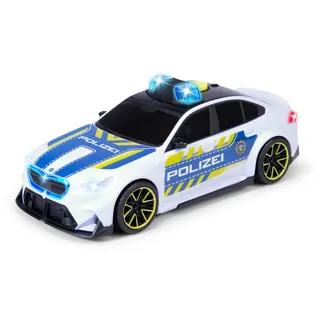 DICKIE Toys Spielzeug-Polizei BMW M5 Polizei 26 cm, Polizeiauto Spielzeug für Kinder ab 3 Jahren, Freilauf Fahrzeug mit Licht und Sound, 1:18 Spielzeugauto mit Blaulicht, Try Me Funktion