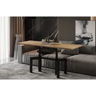 Endo-Moebel Couchtisch Oliana - ausziehbar 110-170cm und höhenverstellbar Doppellift Metall, Couch- & Esstisch, Funktionstisch, modern Design, umwandelbar braun