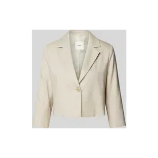 Cropped Blazer mit Leinen-Anteil in Melange-Optik, Beige, 48