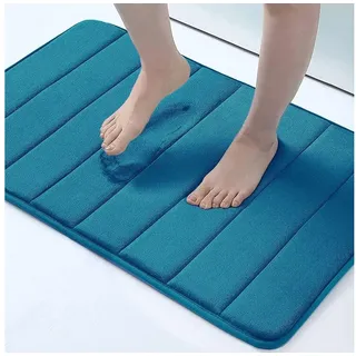 LuxusKollektion Schaum-Badematte Badteppich Memory Foam Blau 51x76cm
