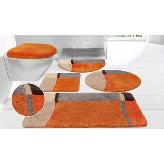 OTTO home Badematte Belio, Badvorleger, Badezimmer Teppich, Höhe 20 mm, rutschhemmend beschichtet, schnell trocknend, strapazierfähig, fußbodenheizungsgeeignet, Kunstfaser, rechteckig, Badematte, Badteppich, Badematten auch als 2 tlg. Set erhältlich, bunt orange rechteckig | 80 cm x 150 cm x 20 mm