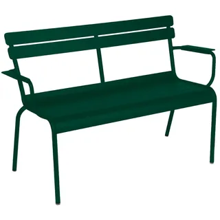 Fermob - Luxembourg Gartenbank mit Armlehne, 2-Sitzer, zederngrün