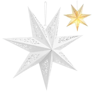 BESPORTBLE 45CM Papierstern Lampe Papier Weihnachtssterne mit Beleuchtung 3D Leuchtstern Fensterdeko Stern Weihnachten Beleuchtet Christbaumspitze für Weihnachtsbaum Deko