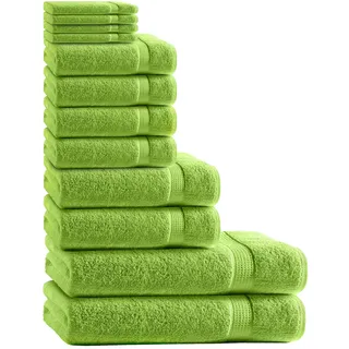 Class Home Collection 12 TLG Frottee Handtücher Set | Gästetuch | Handtuch | Duschtuch | Waschhandschuh | Apfelgrün