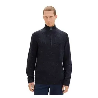 Tom Tailor Herren Stehkragen Pullover NEPS STRUCTURED Regular Fit Sky Captain Multicolor Neps 34146 S