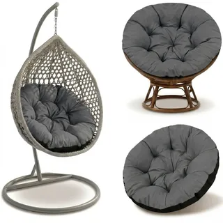 Hängesessel Sitzkissen 100 cm Papasansessel Korbsessel Polster rund | weiche Auflage Lesesessel Rattansessel Outdoor Indoor Sitzkissen Garten Terrasse Wintergarten Balkon Graphit Farbton B