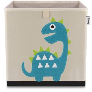 LIFENEY Aufbewahrungsbox mit Dino Motiv I Spielzeugbox mit Tiermotiv passend für Würfelregale I Ordnungsbox für das Kinderzimmer I Aufbewahrungskorb Kinder