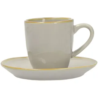 Set Espressotasse mit Untertasse Concerto Espresso Tasse italienisch Steinzeug mediterraner Italien Retro Stil 90ml (Grigio Perla/Perlgrau)