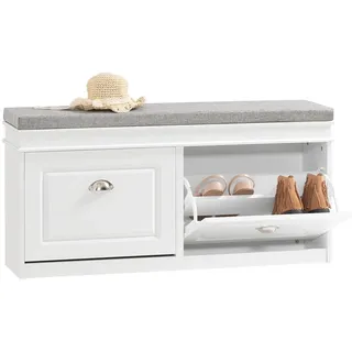 SoBuy Schuhbank 104 x 52 x 24 cm weiß / weiß