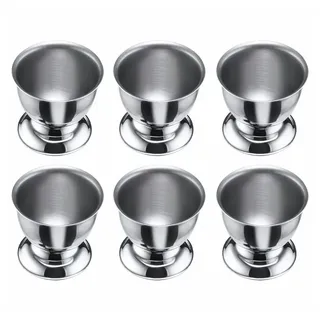 WESTMARK Eierbecher 6 Stk., mit Fuß, stapelbar, ø 5 cm, Rostfreier Edelstahl, Silbe silberfarben