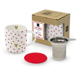 PPD Tasse Little Hearts real gold Teetasse mit Sieb und Deckel, 1-tlg., incl. Geschenkbox