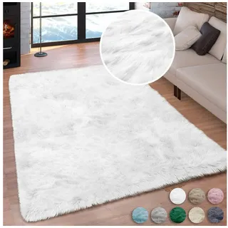 OTTO home Hochflor-Teppich Valeria, Fellteppich, kuschelig, flauschig, rechteckig, Höhe: 60 mm, Kunstfell, weiche Teppiche, Wohnzimmer, Schlafzimmer, Esszimmer weiß rechteckig | 60 cm x 90 cm x 60 mm