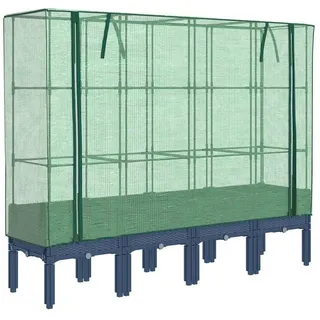 vidaXL Hochbeet mit Gewächshaus-Aufsatz 160 x 40 x 140 cm Rattan-Optik