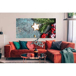 MuchoWow Poster Weihnachten - Rustikal - Zweige - Sternanis - Beeren - Rot, (1 St), Bild für Wohnzimmer, Schlafzimmer, Wandposter, Ohne Rahmen, Wanddeko bunt