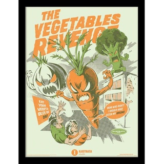Pyramid International Ilustrata Poster im Rahmen (The Vegetables Revenge Design) Wandkunst in 30 x 40 cm Posterrahmen – Offizielles Merchandise-Produkt