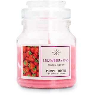 Purple River Duftkerze im Glas klein | Duftkerze Sojawachs | Strawberry Kiss (113g) | Duftkerze Erdbeere | Kleine Kerze im Glas mit Deckel | Scented Candle
