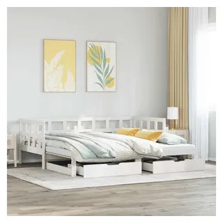 vidaXL Tagesbett Ausziehbar mit Schubladen ohne Matratze 90 x 200 cm weiß