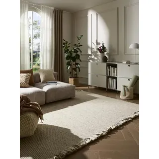 benuta Wollteppich Mary, rechteckig, Höhe: 5 mm, 100% Wolle, Teppich Wohnzimmer, Schlafzimmer, Esszimmer, Flur, Hygge grau 300 cm x 400 cm x 5 mm