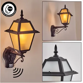 hofstein Außen-Wandleuchte Außenwandlampe mit Bewegungsmelder aus Metall/Glas in Schwarz/Weiß, ohne Leuchtmittel, Wandleuchte außen im Vintage/Antik/Landhaus-Design, E27, IP44 schwarz