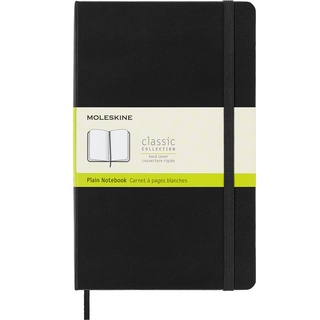 Moleskine - Klassisches Blanko Notizbuch - Hardcover mit Elastischem Verschlussband - Farbe Schwarz - Größe Groß 13 x 21 cm - 208 Seiten