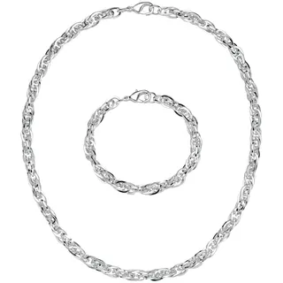 FIRETTI Ketten und Armband Set FIRETTI "Multipack Schmuck Geschenk Messing Armkette Halskette" Gr. 50, silber (silberfarben), Schmuck_Sets, Damen, 50, Messing, glänzend